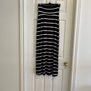 Black and White Striped Maxi Skirt